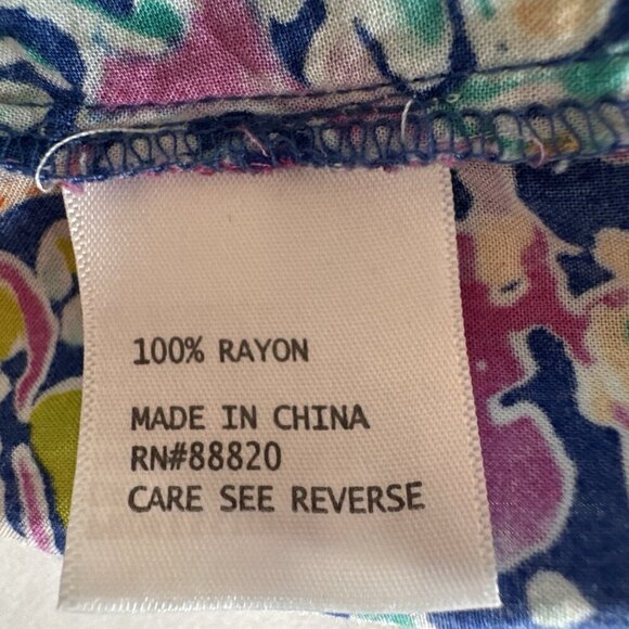 Anne Carson Top Women Large Multicolor Floral Colorful Tropical Resort High Neck - Picture 11 of 12